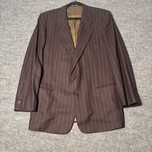 Emanuel Ungaro Uomo Brown Pinstripe Virgin Wool Blazer Saks Fifth Avenue 42L IT